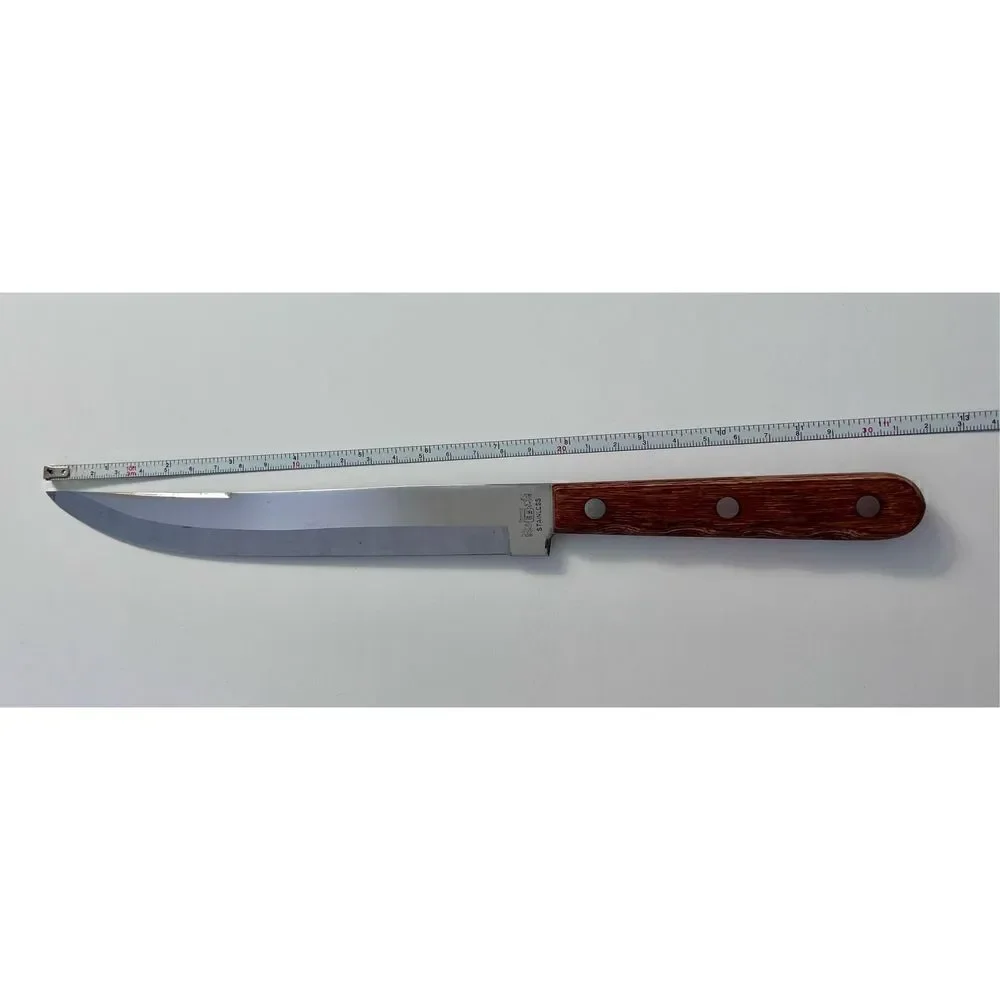 R. S. Stainless Vintage Wood Handle Chef's Knife, Made in Japan